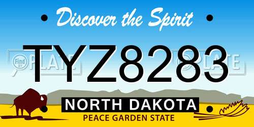 TYZ8283 North Dakota License Plate