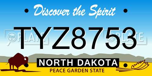 TYZ8753 North Dakota License Plate