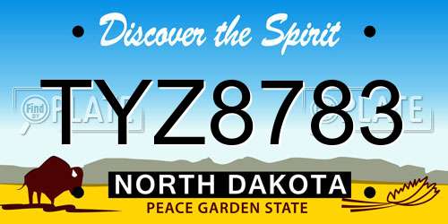 TYZ8783 North Dakota License Plate