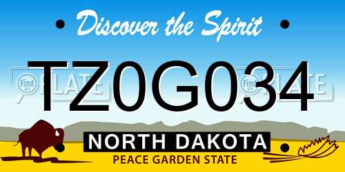 TZ0G034 North Dakota License Plate