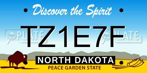 TZ1E7F North Dakota License Plate