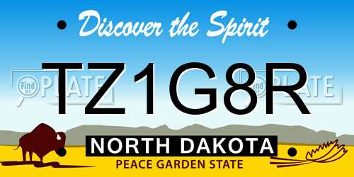 TZ1G8R North Dakota License Plate