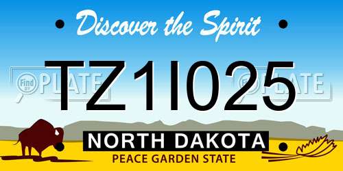TZ1I025 North Dakota License Plate