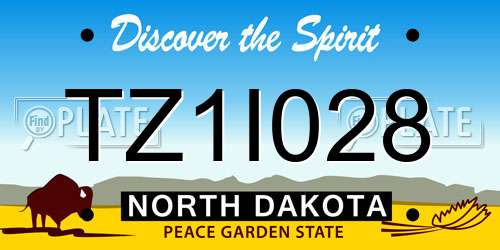 TZ1I028 North Dakota License Plate