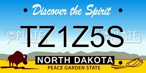 TZ1Z5S North Dakota License Plate