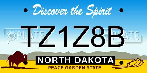 TZ1Z8B North Dakota License Plate