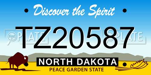 TZ20587 North Dakota License Plate