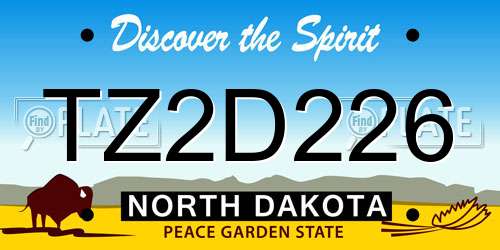 TZ2D226 North Dakota License Plate