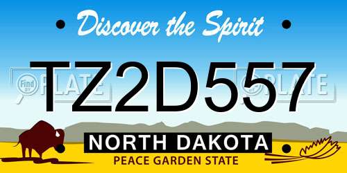 TZ2D557 North Dakota License Plate