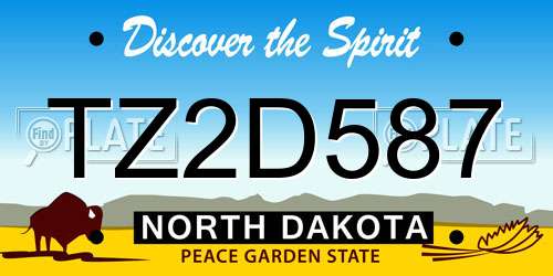 TZ2D587 North Dakota License Plate