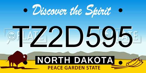 TZ2D595 North Dakota License Plate