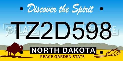 TZ2D598 North Dakota License Plate