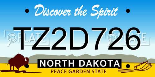 TZ2D726 North Dakota License Plate