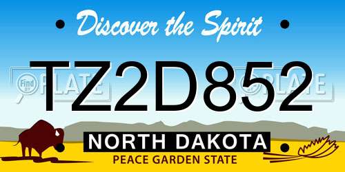 TZ2D852 North Dakota License Plate