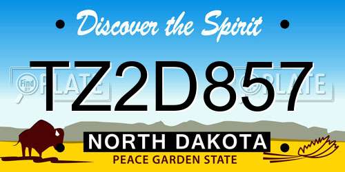 TZ2D857 North Dakota License Plate