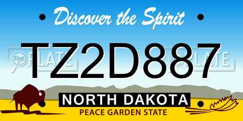 TZ2D887 North Dakota License Plate
