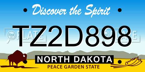 TZ2D898 North Dakota License Plate
