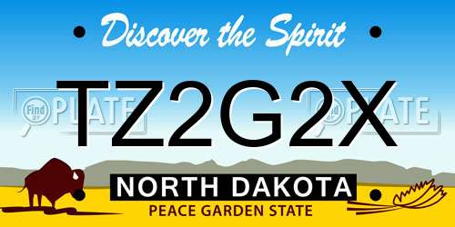 TZ2G2X North Dakota License Plate