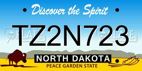 TZ2N723 North Dakota License Plate