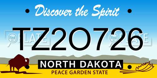 TZ2O726 North Dakota License Plate