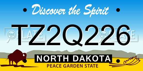 TZ2Q226 North Dakota License Plate