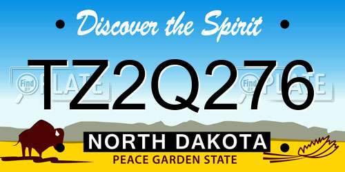 TZ2Q276 North Dakota License Plate
