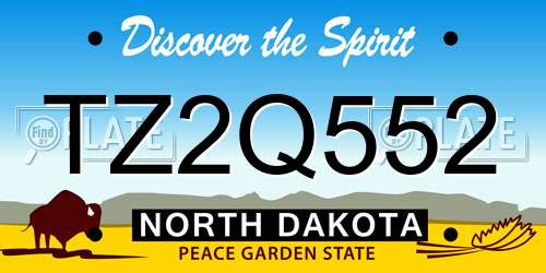 TZ2Q552 North Dakota License Plate
