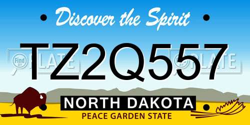 TZ2Q557 North Dakota License Plate