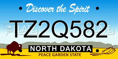 TZ2Q582 North Dakota License Plate