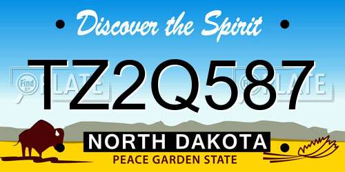 TZ2Q587 North Dakota License Plate