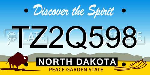 TZ2Q598 North Dakota License Plate