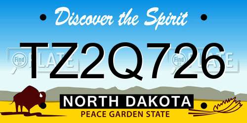 TZ2Q726 North Dakota License Plate