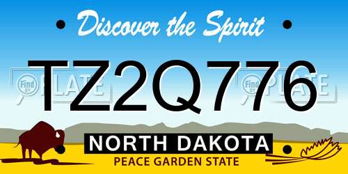 TZ2Q776 North Dakota License Plate
