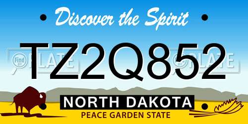 TZ2Q852 North Dakota License Plate