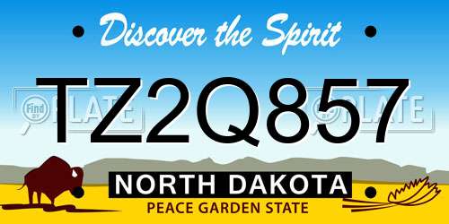 TZ2Q857 North Dakota License Plate