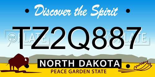 TZ2Q887 North Dakota License Plate