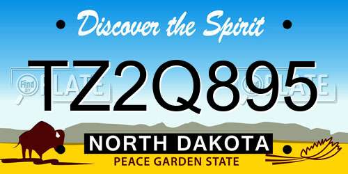 TZ2Q895 North Dakota License Plate