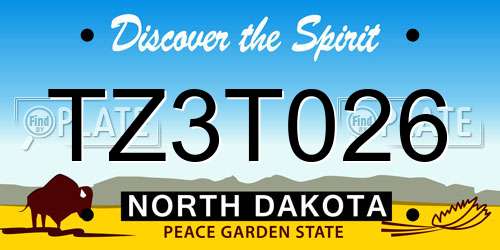 TZ3T026 North Dakota License Plate