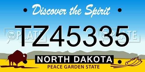 TZ45335 North Dakota License Plate