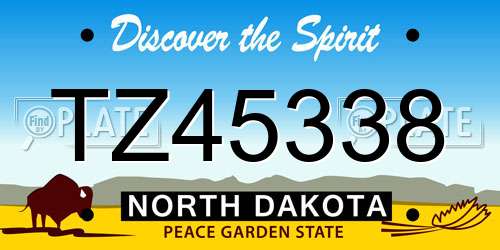 TZ45338 North Dakota License Plate