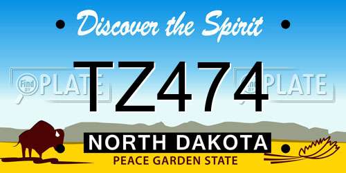 TZ474 North Dakota License Plate