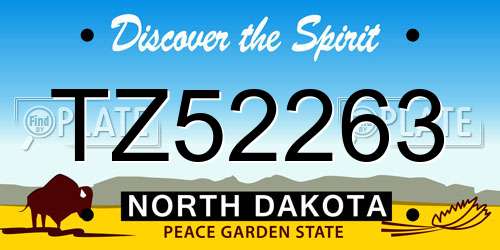 TZ52263 North Dakota License Plate