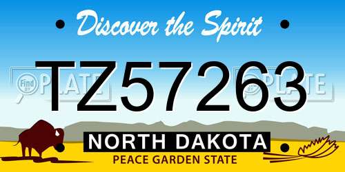 TZ57263 North Dakota License Plate