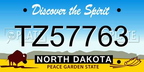 TZ57763 North Dakota License Plate