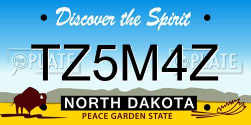 TZ5M4Z North Dakota License Plate