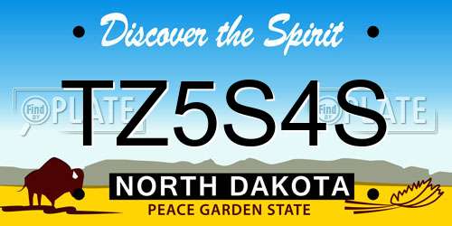 TZ5S4S North Dakota License Plate