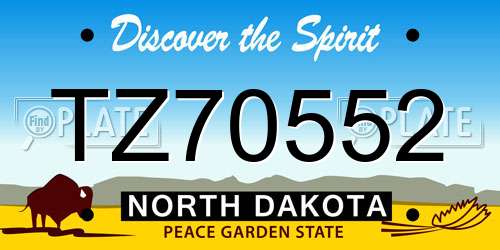 TZ70552 North Dakota License Plate
