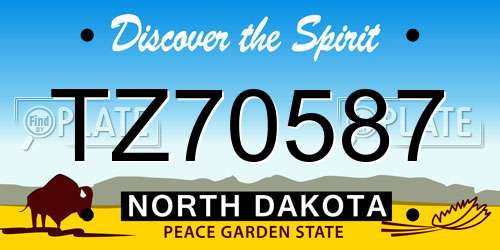 TZ70587 North Dakota License Plate