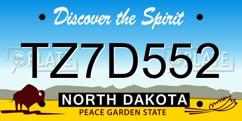 TZ7D552 North Dakota License Plate