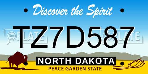 TZ7D587 North Dakota License Plate